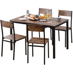 JOIVI Essgruppe Esszimmergruppe, Esstisch mit 4 Stühlen, Küschengruppe, (5 tlg, für Balkon & Esszimmer & Wohnzimmer), Vintage-Braun braun