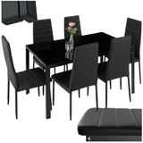 Tectake tectake® Esszimmergruppe, 7-teilig, gepolstert mit Kunstlederbezug,