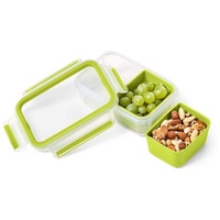 Emsa Frischhaltedose Snackbox mit 2 Einsätzen Clip Go, Kunststoff, (3-tlg) grün