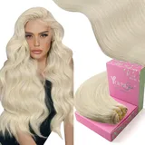 YoungSee Tressen Extensions Echthaar Platinblond Echthaar Tressen Blond Remy Tressen Echthaar 45cm Weft Extensions Echthaar Tressen Weaving Hair Extensions Glatt Doppelt Tressen 100g #60