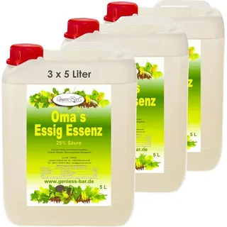 3x 5L Oma`s Essigessenz 25% Säure Unser Geschmackssieger für die gute Küche & Haushalt / Entkalken / Reinigen ohne Chemie mit Essig Essenz