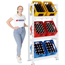 Proregal Getränkekistenregal Tegernsee HxBxT 160x80x30 cm 6 Kästen Weiß