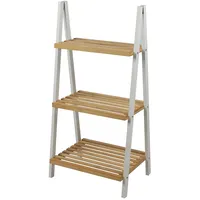 ELEPSO Bambusregal Badregal Eckregal Holz 3 Ablagen Leiterregal 40x30x81,5 cm