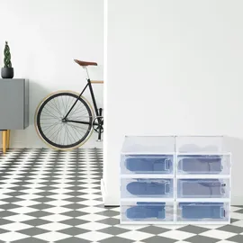 Relaxdays Schuhbox 6er Set 44,5 cm transparent