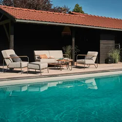 Oviala Business 4-Sitzer Gartenmöbel aus Teakholz mit Couchtisch