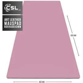 CSL Mauspad, Schreibtischunterlage XXL, Elegante Leder Optik, Mousepad 900 x 400 mm, Dunkelrosa