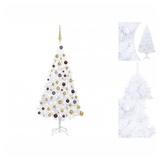 vidaXL Künstlicher Weihnachtsbaum mit LEDs & Kugeln Weiß 120 cm PVC