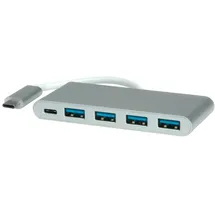 Roline USB 3.0 Hub 4fach, Typ C Anschlusskabel, mit 1 PD-Port