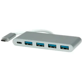 Roline USB 3.0 Hub 4fach, Typ C Anschlusskabel, mit 1 PD-Port