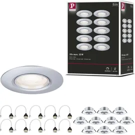 Paulmann Einbauleuchte 10er-Pack rund 90mm GU10 max. 10x10W 230V dimmbar Chrom matt