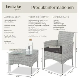 Tectake Luzern Set 3-tlg. hellgrau