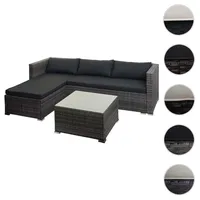 Mendler Poly-Rattan Garnitur HWC-F57, Balkon-/Garten-/Lounge-Set Sofa Sitzgruppe grau, Kissen