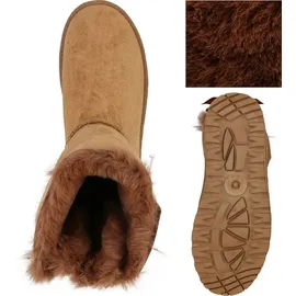 VAN HILL Damen Warm Gefütterte Winter Boots Stiefeletten Kunstfell Schuhe 839832, Farbe: Hellbraun, Größe: 39 - 39