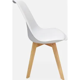 sweeek 6 skandinavische Stühle mit Holzbeinen - Weiß - Weiß