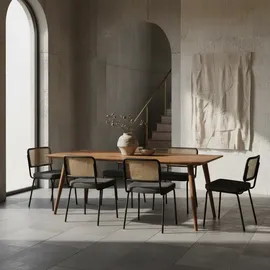 KADIMA DESIGN Esszimmertisch REPA 160 x 80 x 76 cm rustikal Massiv-Holz, - 8 Personen - Braun