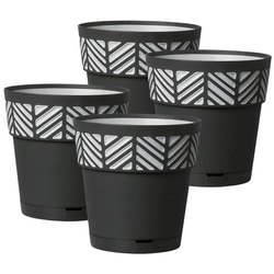 Kreher Blumentopf Set: 4 x Pflanztöpfe "Orfeo" 20x20 cm (Farbe wählbar) schwarz