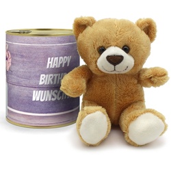 Personalisierte Geschenkdose - Teddybär (Motiv: Vintage Blumen)