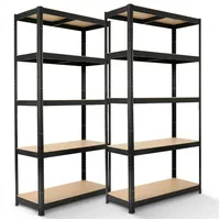 Arebos 2er Set Schwerlastregal 180 x 90 x 40 cm 875 kg 5 MDF-Platten | Schwarz