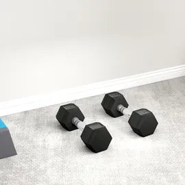 Homcom Hexagon Kurzhanteln Gusseisen 2 x 6 kg schwarz