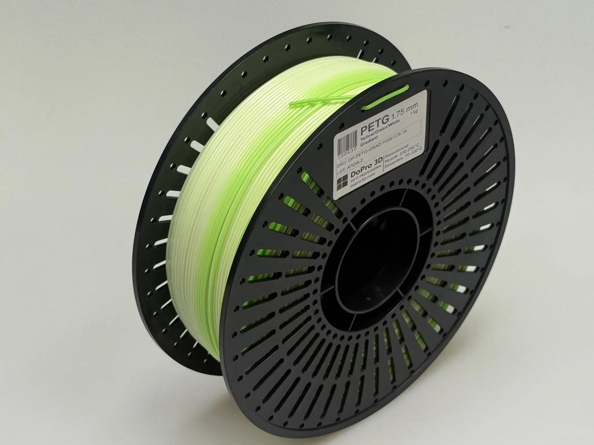 DoPro 3D PETG Filament Lime Yellow Green White Gradient – Nexyl Class – 1,75 mm – 1,0 kg