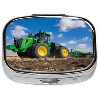 Traktor Farm quadratische Mini-Pillendose: 5,6 x 4,1 x 1,7 cm, geeignet für Tasche, Geldbörse, perfekt für Reisen