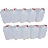 Generisch kanister-vertrieb® 10er Set 10 Liter Wasserkanister Trinkwasserkanister Natur inkl. 10 passende Hähne DIN45