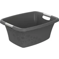 Rotho Flowers Wäschekorb Kunststoff (PP) BPA-frei, anthrazit, 25l, (50,5 x 38,3 x 21,8 cm)