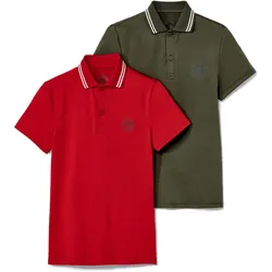 Tchibo - 2 Kinder-Polo-Funktionsshirts - Herren - Gr. 146/152 - olivgrün