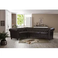 Chesterfield-Sofa HOME AFFAIRE "Rysum L-Form", braun (dunkelbraun), B:264cm H:72cm T:210cm, Luxus-Microfaser Lederoptik (100% Polyester), Kunstleder, Sofas, Chesterfield-Optik, langer Schenkel links oder rechts