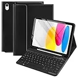 Hülle mit Tastatur für iPad 10 Generation 10,9 Zoll, Deutsch Tastatur Hülle für iPad 2022, Kabellose Folio Keyboard Hülle mit Pencil Halter und Magnetisch Abnehmbarer Tastatur mit QWERTZ Layout