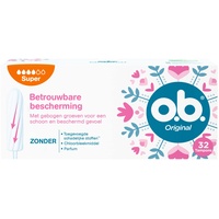o.b.® Original Super Tampons für härtere Menstruationstage mit StayDry- Technologie und gebogenen Rillen für zuverlässigen Schutz und ein sauberes Gefühl 32 Stück