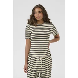 St Tropez Kurzarmshirt "OlaliaSZ SS T-Shirt", Damen, Gr. M, ice schwarz stripe, Strick, Obermaterial: 95% Viskose, 5% Elasthan, gestreift, hüftlang, Rundhals, gewellter Abschluss, Shirts