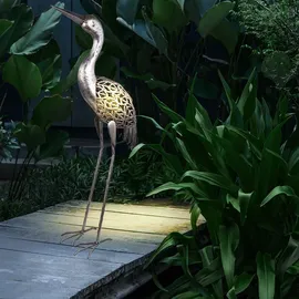 ETC Shop LED Solarleuchte, Kranich grau, Höhe 77 cm