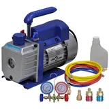 vidaXL Vakuumpumpe Einstufig mit 2-Wege-Verteiler-Manometer Set
