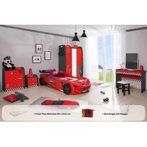 Aileenstore Kinderzimmer komplett Set Autobett Rio 5 teilig Rot