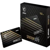 MSI SPATIUM S270 SSD 960GB - SATA 3 2,5“ Solid State Drive, 500MB/s Lesen & 450MB/s Schreiben, 3D NAND, Integrierte Datensicherheit, Center - 5 Jahre Qualität(500 TBW)