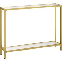 HOOBRO Konsolentisch mit Ablagen, 100 cm Beistelltisch, Hartglas, Eingangstisch,