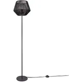 Paco Home Stehleuchte Modern Wohnzimmer Schlafzimmer Rattan Optik Boho Korb Stehlampe E27, Einbeinig Schwarz, Schwarz (Ø33 cm)