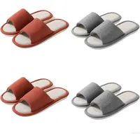 Teceyfeet Hausschuhe Unisex Gäste, 4 Paare Leinen Gästepantoffeln Waschbar Gästehausschuhe Set Hochwertig Hausschuhe Rutschfest Guest Slippers Set - 39/44 EU
