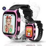 4G Smartwatch Kinder mit GPS und Telefon, IP68 Wasserdicht Kinder Smartwatch mit Anruffunktion WIFI Videoanruf Voice Chat SOS WhatsApp Schulmodus Schrittzähler Wecker, Kinderuhr für Mädchen und Jungen