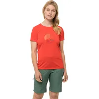 Jack Wolfskin Damen Crosstrail Graphic W T Shirt Shortsleeve, Tango Orange, L EU