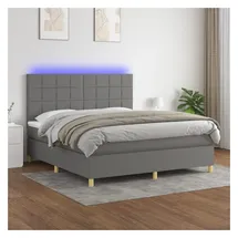 vidaXL Boxspringbett mit Matratze & LED Dunkelgrau 180x200 cm Stoff