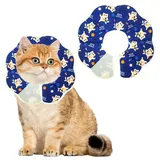 Halskrause Katze Weich & Wasserdicht, Katzenkragen nach OP - Halskrausen für Katzen & Hunde, Einstellbar mit Klett, 3 Größen (XS, S, M) (Blue+Yellow, XS)
