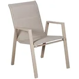 DRW Gepolsterter Stuhl, stapelbar, aus Aluminium und Textilene, cremefarben, 90 x 55 x 73 cm