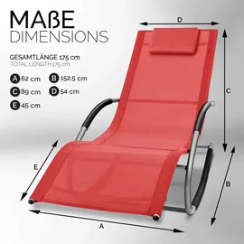 tillvex Relaxliege Sonnenliege 150 x 60 x 89 cm Rot