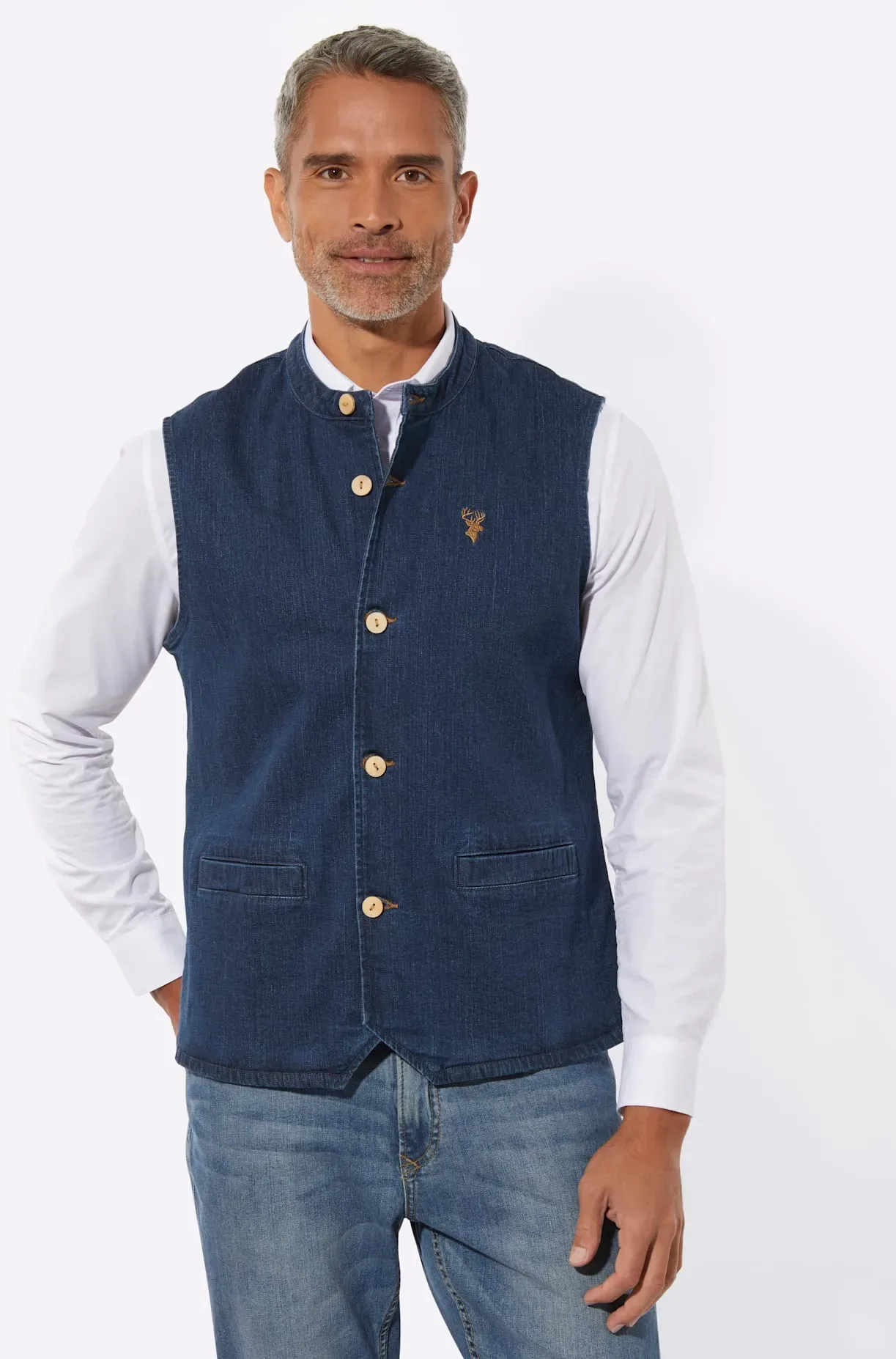 Trachtenweste CLASSIC, Herren, Gr. 56, dunkelblau, 99% Baumwolle, 1% Elasthan, unifarben, Westen