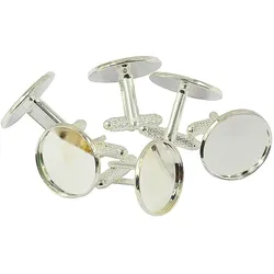 6 Stück runde Manschettenknopf-Fassungen für selbstgemachten Cabochon-Schmuck in Silber
