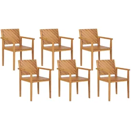 Beliani Gartenstuhl Heller Holzfarbton 40x55x82