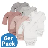 LaLoona Wickelbody Langarm 6er Pack - Beere Grau - Gr. 62/68