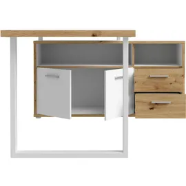 Forte Eckschreibtisch Keflavik Artisan Eiche Nachbildung / Weiß